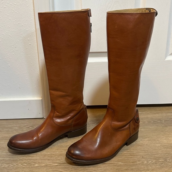 Frye Melissa Back Zip Riding Boots in Cognac (Size 10) - Picture 1 of 8